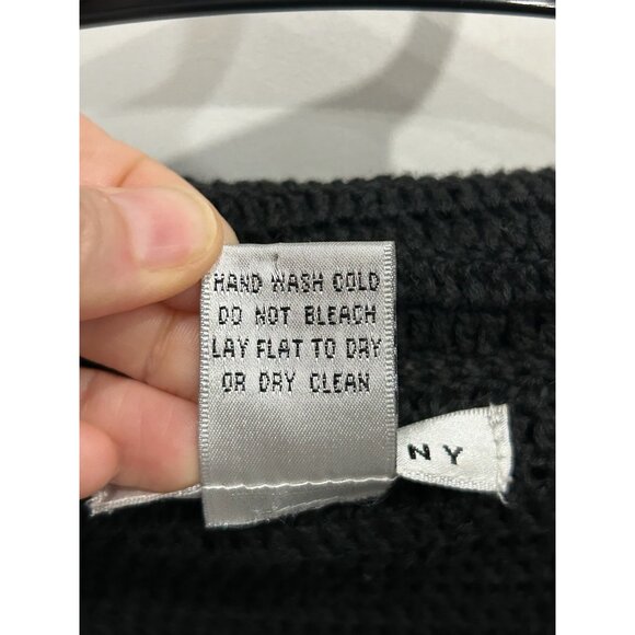 WD-NY Black Open Front Crochet Sweater Lightweight  Cardigan Shrug Size Large - Picture 7 of 9